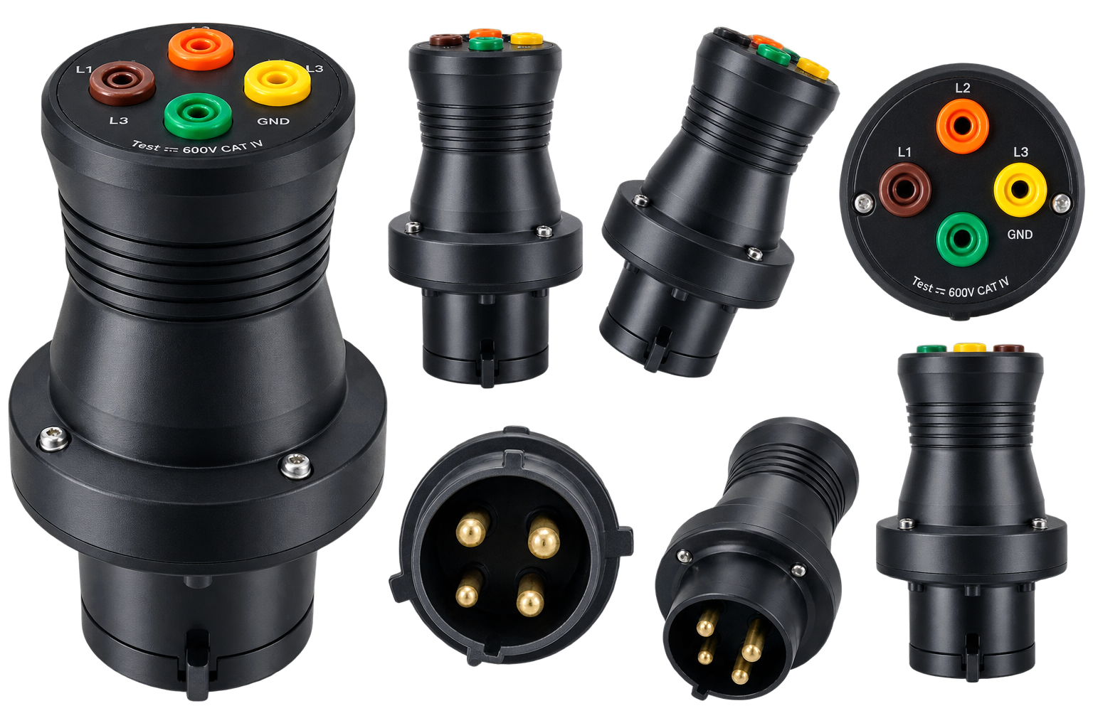 Voltage testing plug multiple views